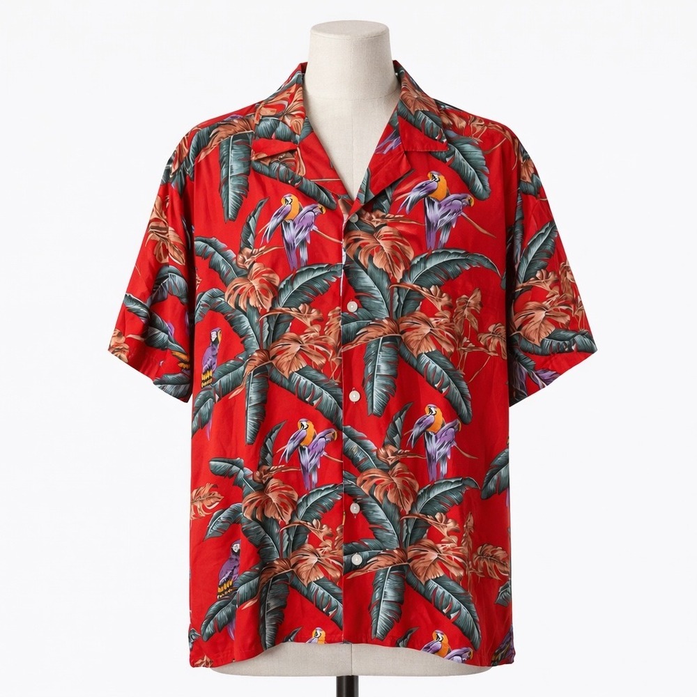 Magnum PI Men's Tropical Print Short-Sleeve Button-Down Shirt